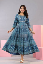 Juniper Women Blue Shantoon Floral Printed Maxi Dress | Grocsy