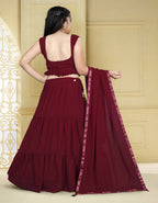 Wedding Designer Maroon Georgette Kidswear Lehenga - Aaradhna | Grocsy
