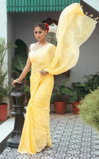 Very Much Indian Mastaani - Pure Mul Cotton Handloom Saree - Fresh Yellow | Grocsy