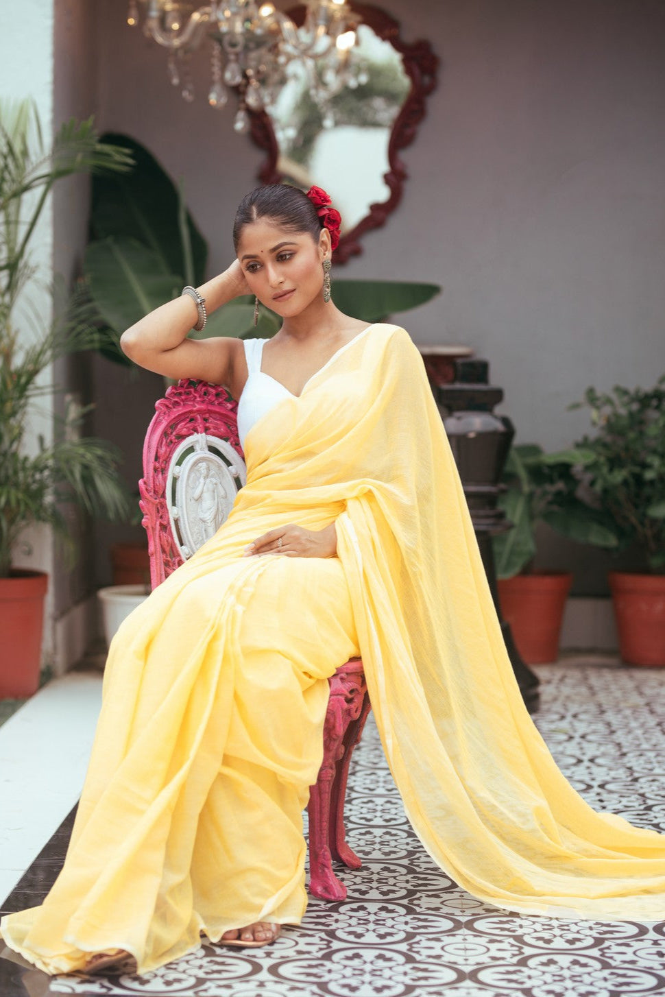 Very Much Indian Mastaani - Pure Mul Cotton Handloom Saree - Fresh Yellow | Grocsy