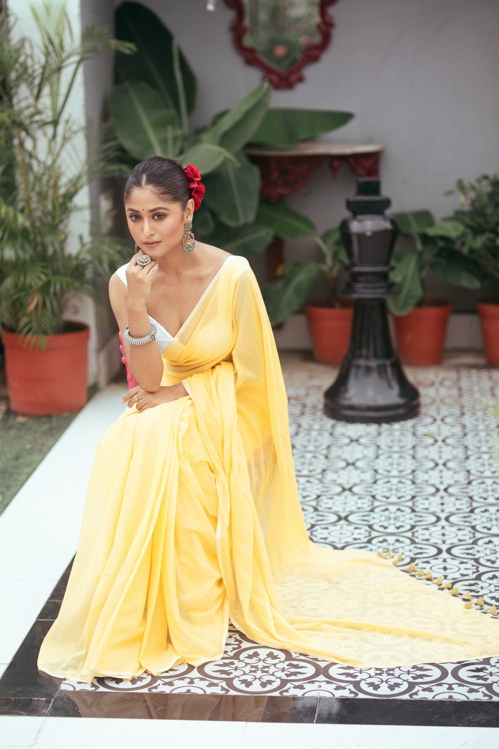 Very Much Indian Mastaani - Pure Mul Cotton Handloom Saree - Fresh Yellow | Grocsy