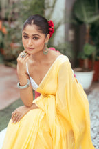 Very Much Indian Mastaani - Pure Mul Cotton Handloom Saree - Fresh Yellow | Grocsy