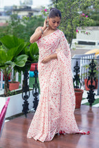 Very Much Indian Mastaani - Pure Mul Cotton Handloom Saree with Beautiful Heart Prints - Red | Grocsy