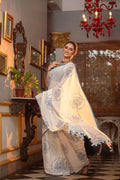 Very Much Indian Mastaani - Pure Mul Cotton Handloom Saree with Beautiful Rose Prints - Blue | Grocsy