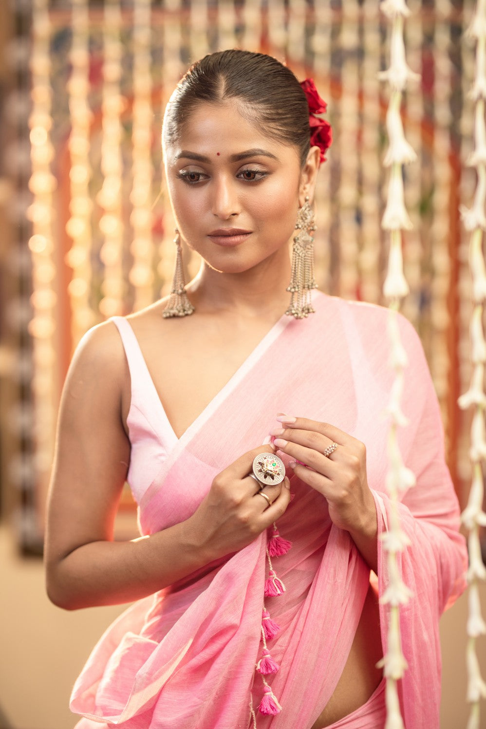 Very Much Indian Mastaani - Pure Mul Cotton Handloom Saree - Soft Pink | Grocsy