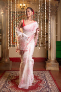 Very Much Indian Mastaani - Pure Mul Cotton Handloom Saree with Beautiful Rose Prints - Red | Grocsy