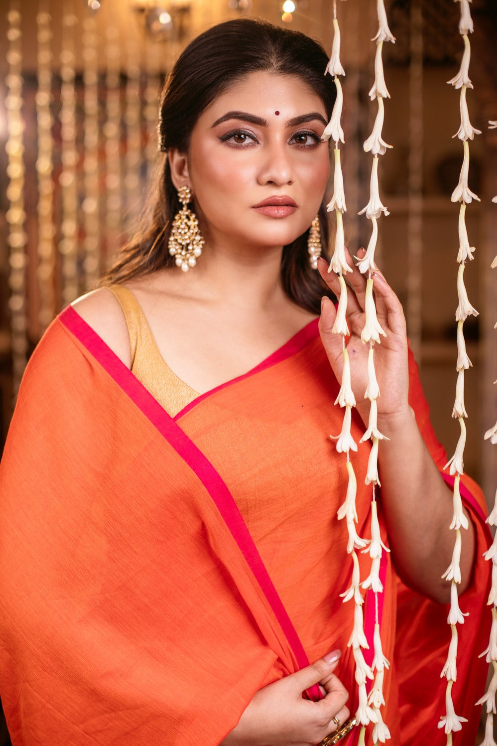 Very Much Indian Mastaani - Pure Mul Cotton Handloom Saree - Saphire Orange | Grocsy