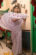Very Much Indian Mastaani - Pure Mul Cotton Handloom Saree - Lilac | Grocsy