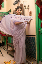 Very Much Indian Mastaani - Pure Mul Cotton Handloom Saree - Lilac | Grocsy