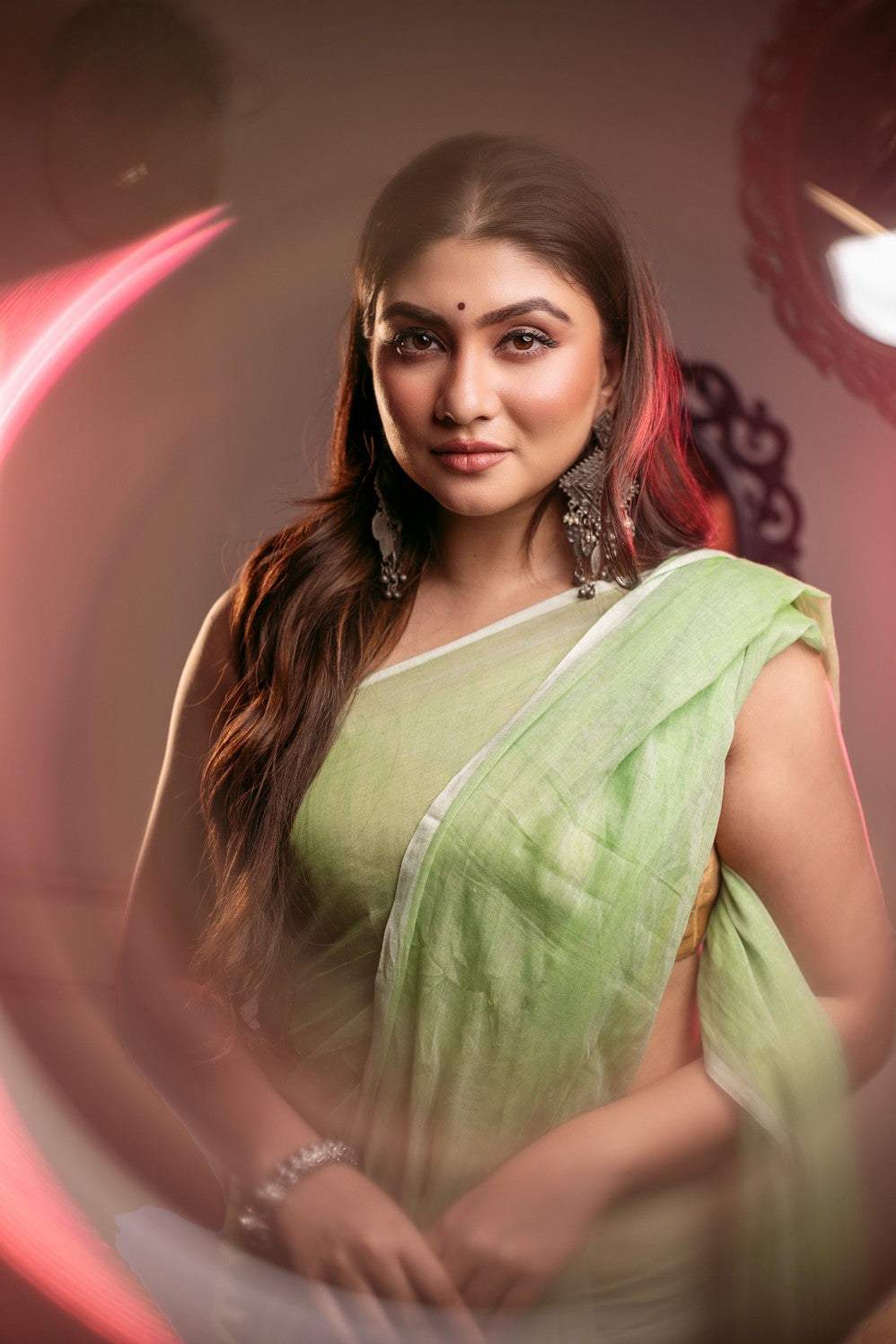 Very Much Indian Mastaani - Pure Mul Cotton Handloom Saree - Sage Green | Grocsy