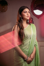 Very Much Indian Mastaani - Pure Mul Cotton Handloom Saree - Sage Green | Grocsy