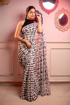 Very Much Indian Mastaani - Pure Mul Cotton Handloom Saree with Beautiful Floral Weaves - White | Grocsy