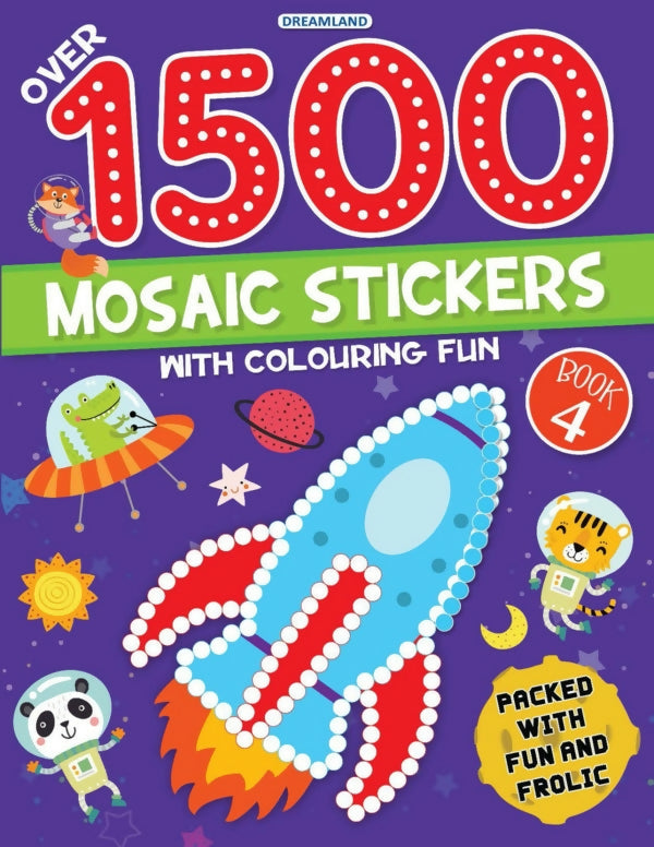 Dreamland Publications 1500 Mosaic Stickers Book 4 with Colouring Fun - Sticker Book for Kids Age 4 - 8 years | Grocsy
