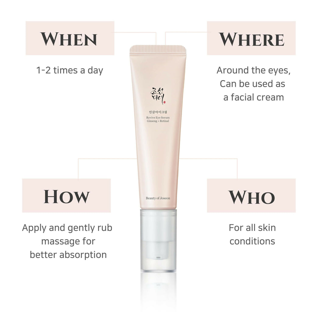 Beauty of Joseon Revive Eye Serum with Ginseng and Retinal - Korean Skincare | Grocsy
