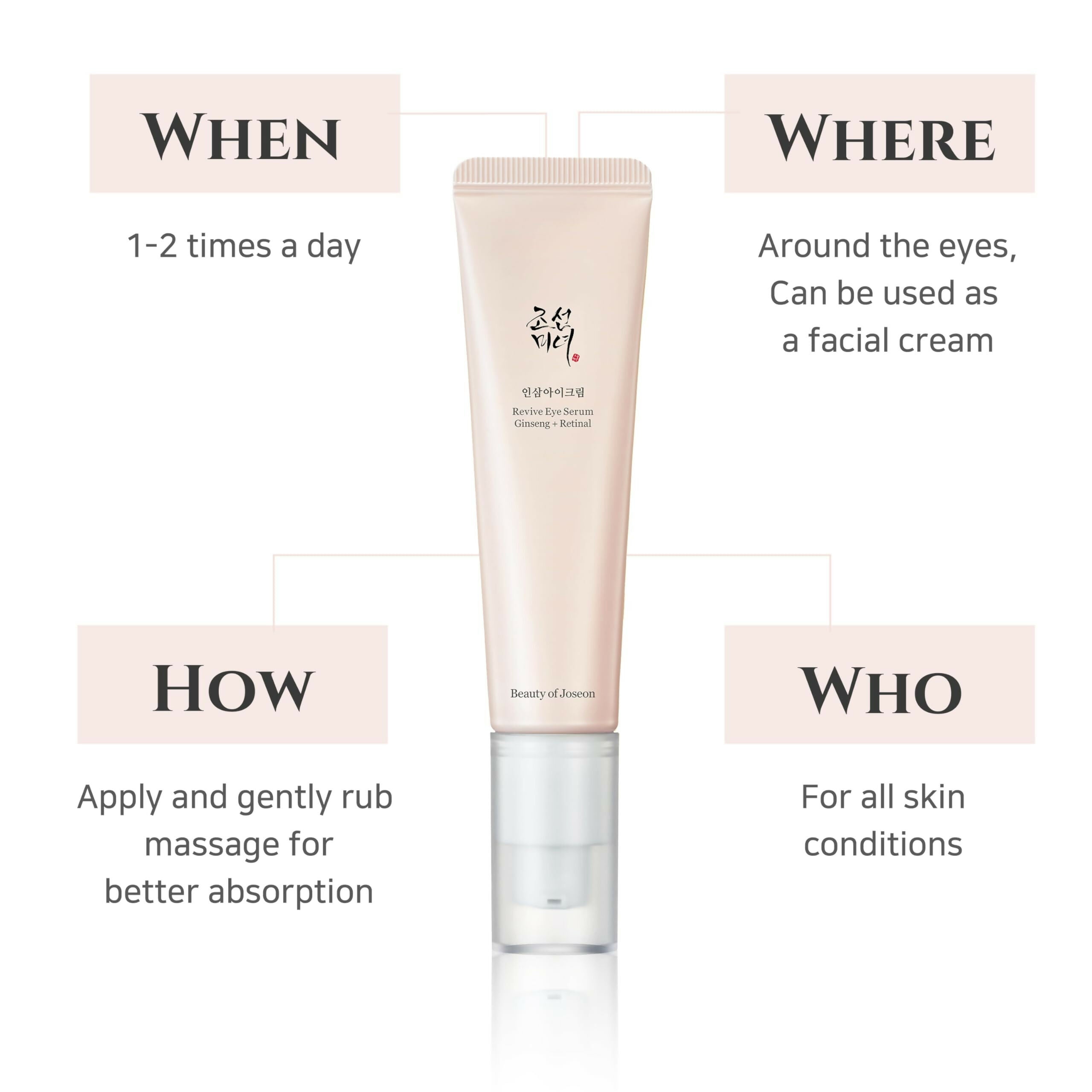 Beauty of Joseon Revive Eye Serum with Ginseng and Retinal - Korean Skincare | Grocsy