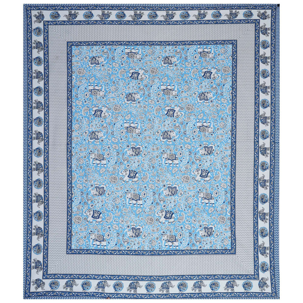 Rudra Bazaar Blue 210 TC Cotton Double King Bedsheet With 2 Pillow Covers | Grocsy