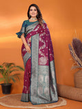 Joban Fashion Banarasi Purple Woven Soft Silk Saree | Grocsy