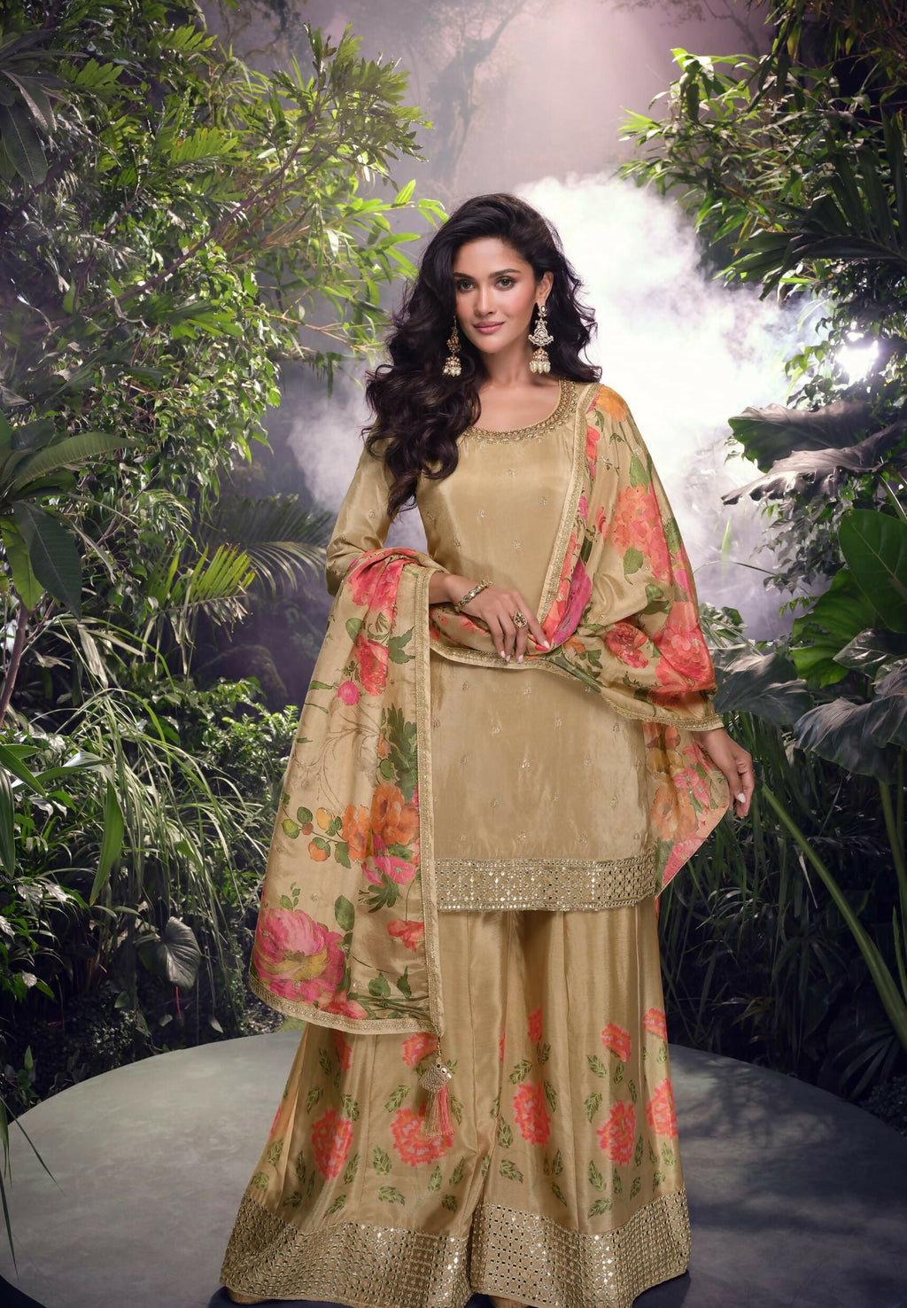 Anaita Chiku Embroidered Silk Stitched Plazo suit | Grocsy