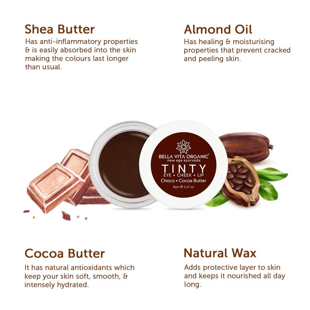 Bella Vita Organic Choco 3 in 1 Lip Tinty Blush | Grocsy