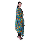 SWI Stylish Women's Embroidered Phulkari Chiffon Turquoise Dupatta | Grocsy