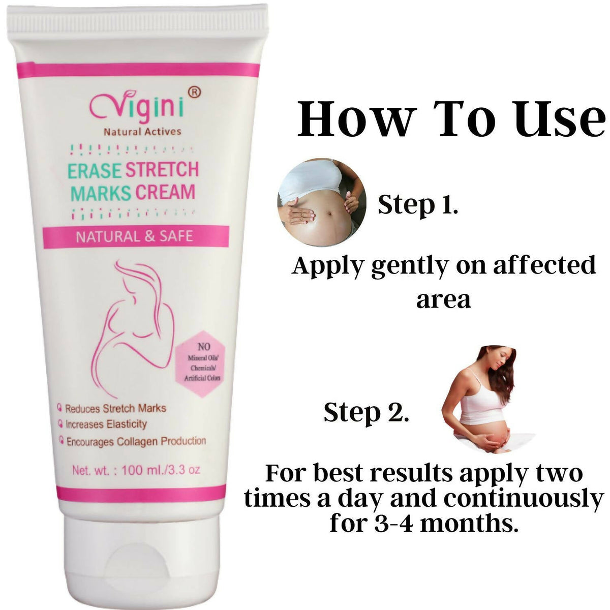 Vigini Natural Actives Stretch Marks Scars Removal Oil Cream | Grocsy