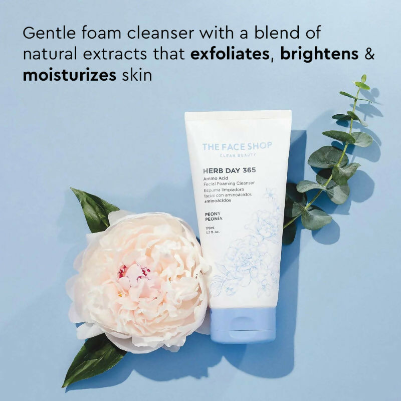 The Face Shop Herb Day Amino Acid Face Wash, Gentle Cleanser that Exfoliates & Brighten Skin - Korean Skincare | Grocsy