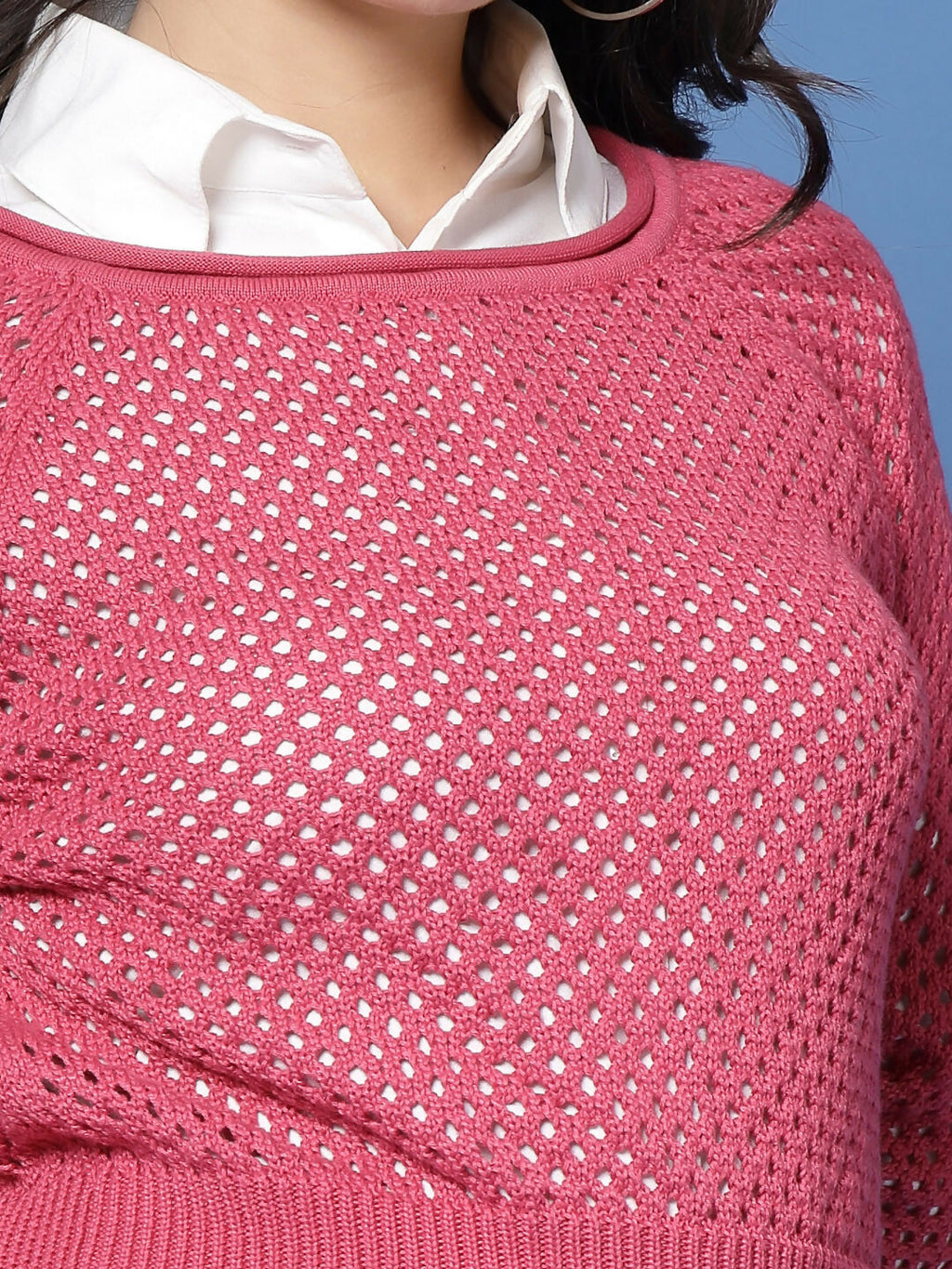 Women Winter Pink Cotton Pullover - Wool Trees | Grocsy