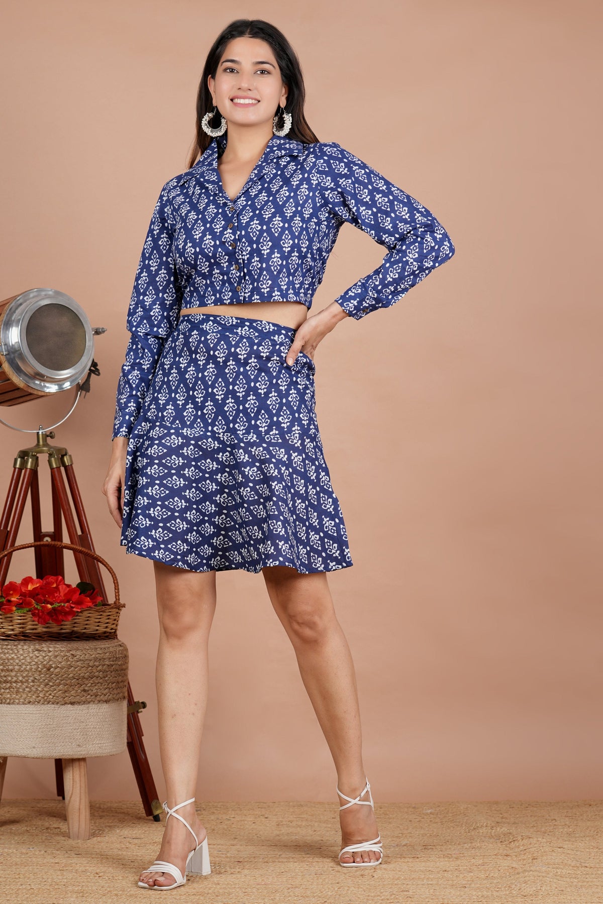 House of RP Women Indigo Cotton Print Co-Ords Sets | Grocsy