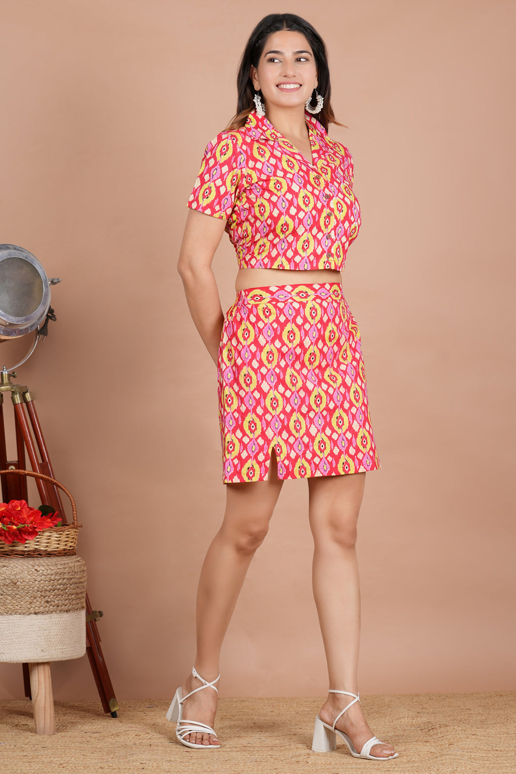 House of RP Women Red & Yellow Cotton Print Co-Ords Sets | Grocsy