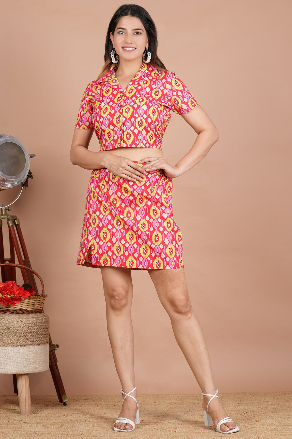 House of RP Women Red & Yellow Cotton Print Co-Ords Sets | Grocsy