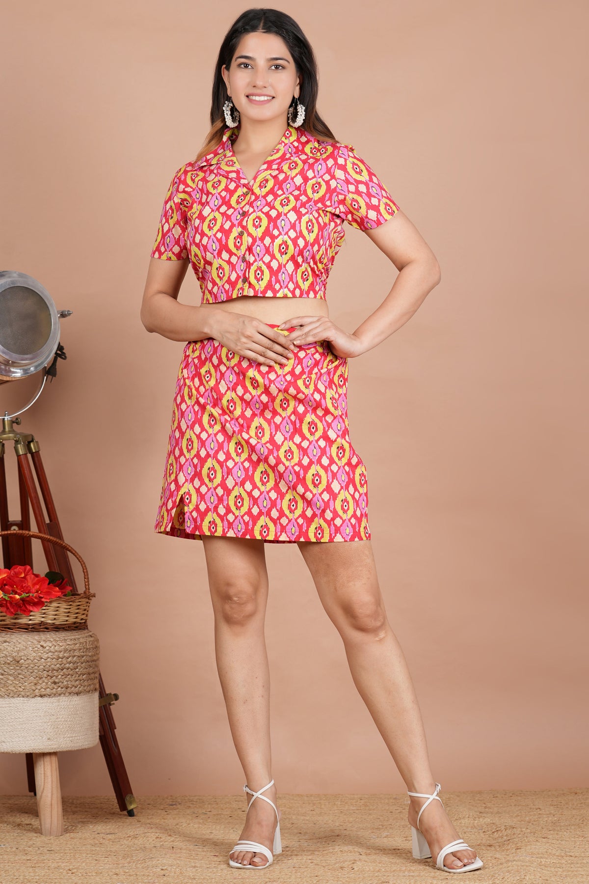 House of RP Women Red & Yellow Cotton Print Co-Ords Sets | Grocsy