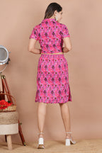House of RP Women Fuchsia Cotton Print Co-Ords Sets | Grocsy