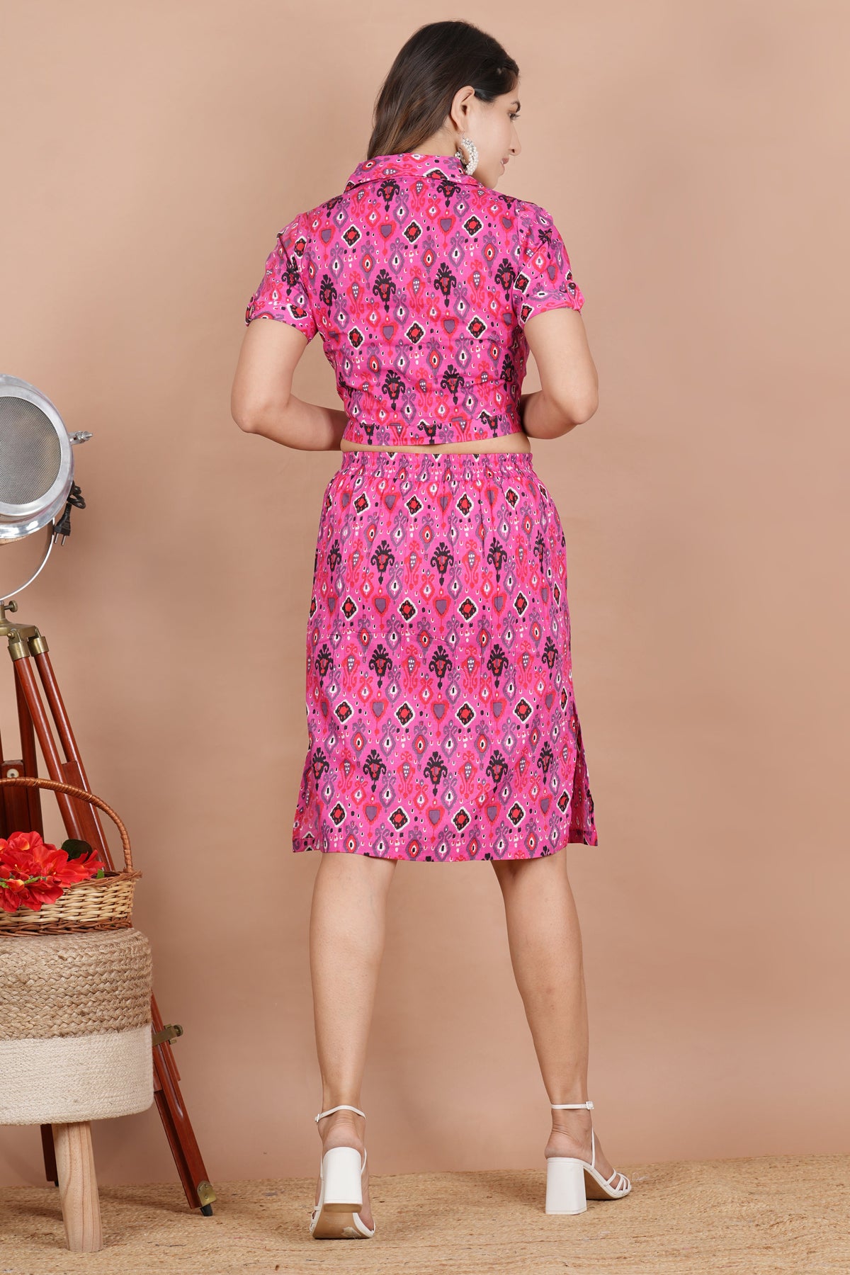 House of RP Women Fuchsia Cotton Print Co-Ords Sets | Grocsy