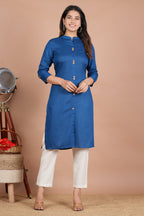House of RP Women's Grey Rayon Solid Frontslit Kurta | Grocsy