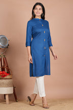 House of RP Women's Grey Rayon Solid Frontslit Kurta | Grocsy