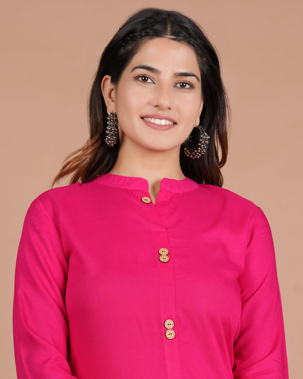 House of RP Women's Pink Rayon Solid Frontslit Kurta | Grocsy