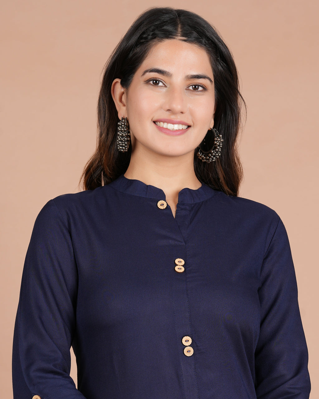 House of RP Women's Blue Rayon Solid Frontslit Kurta | Grocsy