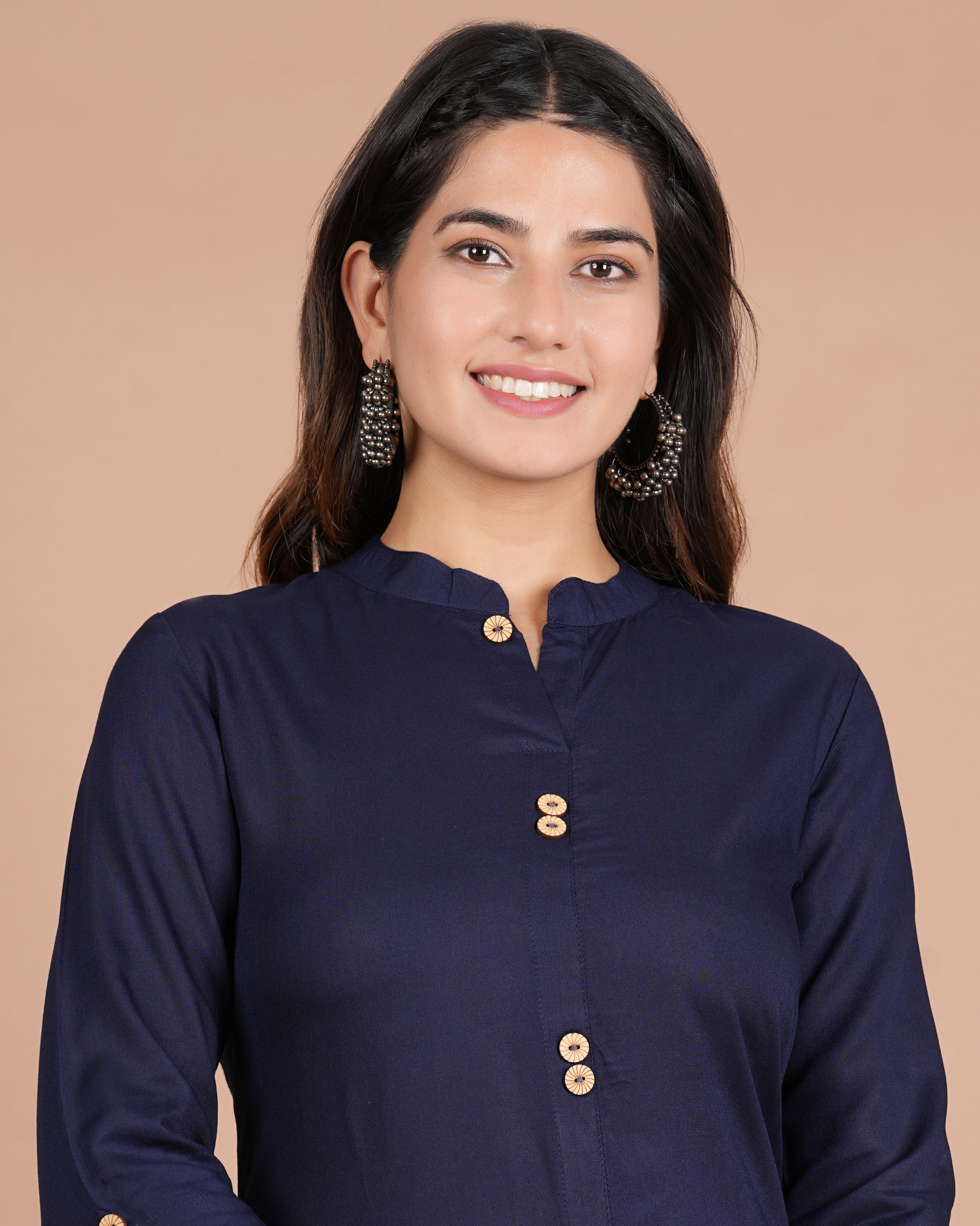 House of RP Women's Blue Rayon Solid Frontslit Kurta | Grocsy