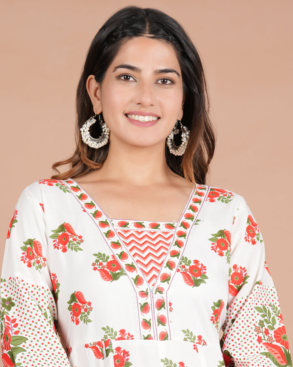 House of RP Women's Off-White Floral Cotton Kurta, Pant Set | Grocsy