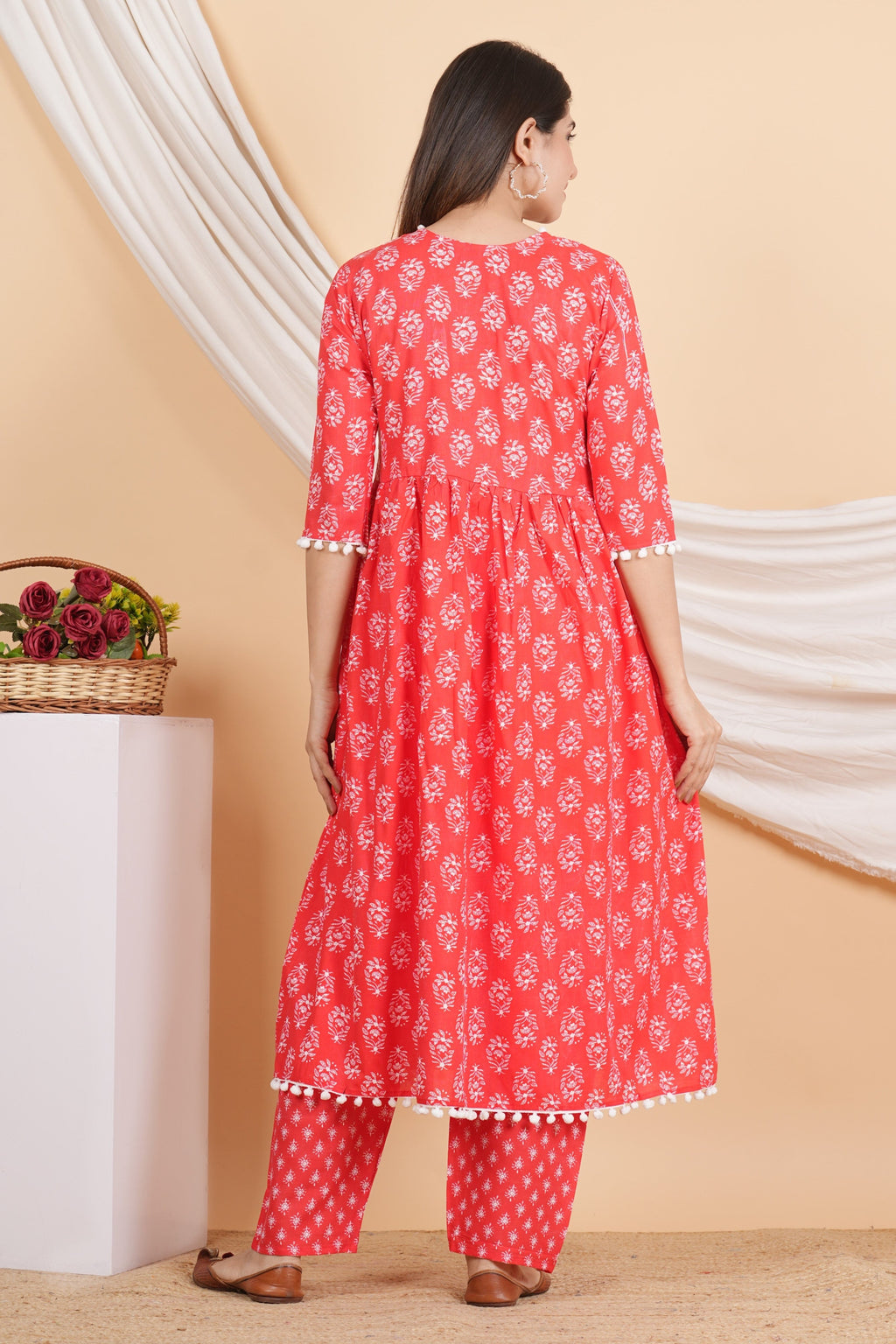 House of RP Women Red Rayon Embroidered Kurta, Pant & Dupatta Set | Grocsy