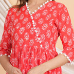 House of RP Women Red Rayon Embroidered Kurta, Pant & Dupatta Set | Grocsy