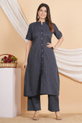 House of RP Women Black Rayon Striped Kurta & Palazzo Set | Grocsy