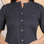 House of RP Women Black Rayon Striped Kurta & Palazzo Set | Grocsy