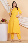 House of RP Women Yellow Rayon Striped Kurta & Palazzo Set | Grocsy