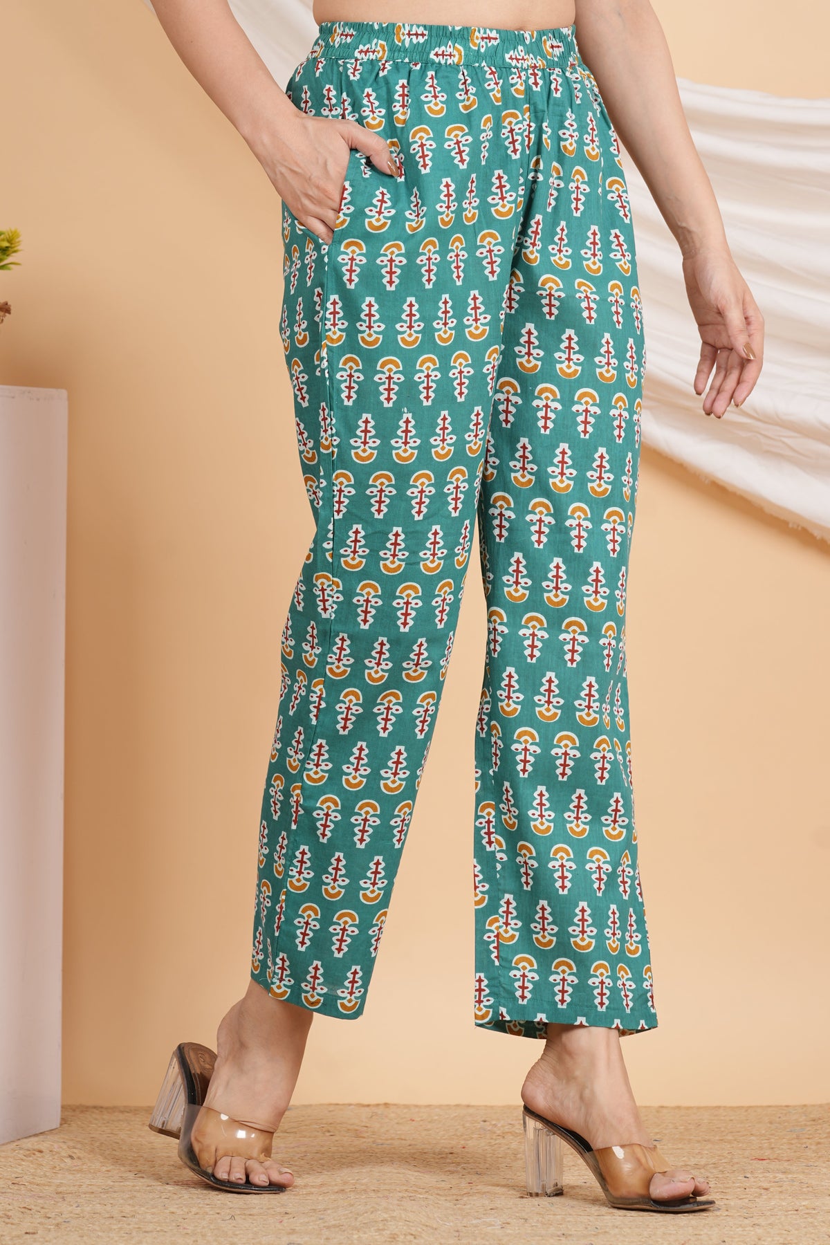House of RP Women Green Cotton casual Trouser | Grocsy