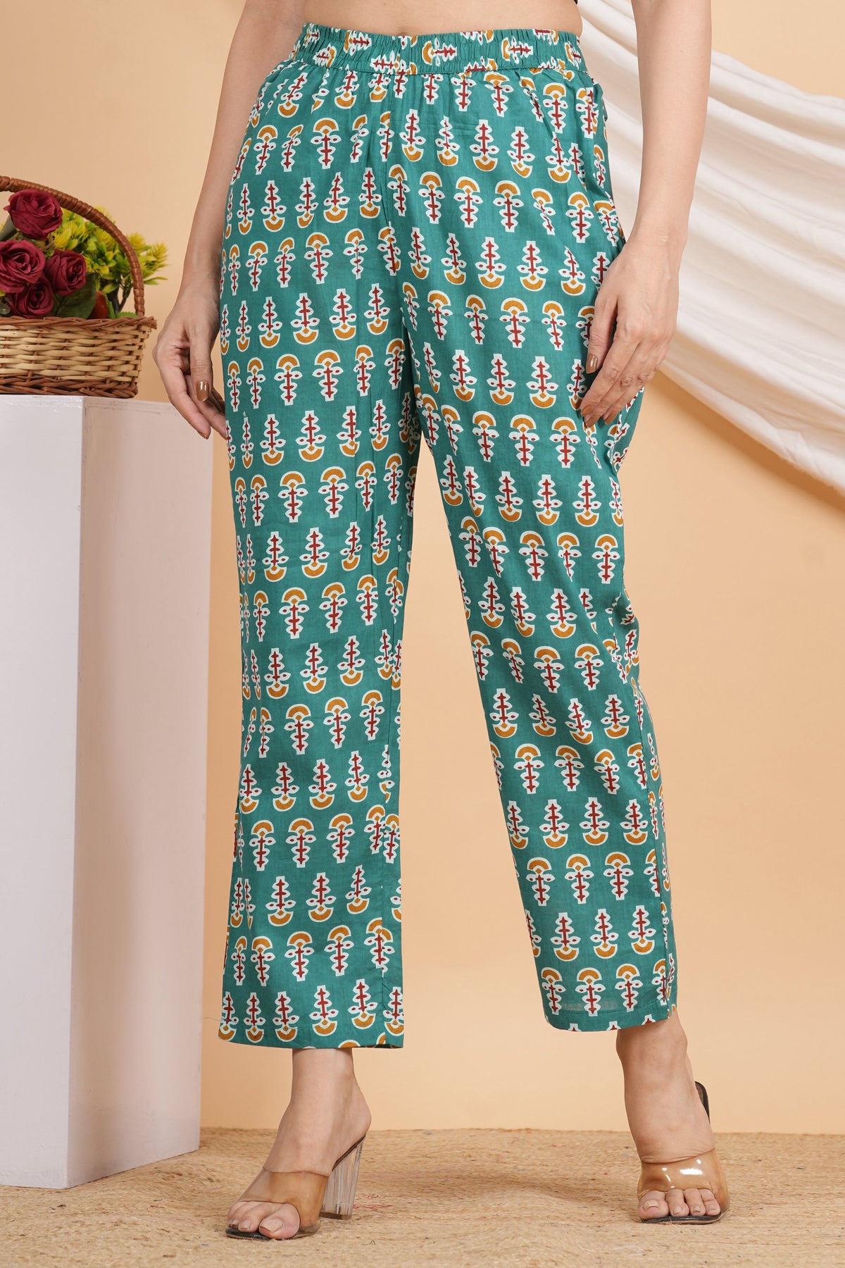 House of RP Women Green Cotton casual Trouser | Grocsy