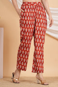 House of RP Women Maroon Cotton casual Trouser | Grocsy