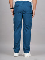 House of RP Men's Cotton DarkBlue Slim Fit Solid Cargos, Casual Trousers with Cargo Pockets | Grocsy
