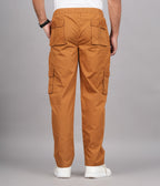 House of RP Men's Cotton Khaki Slim Fit Solid Cargos, Casual Trousers with Cargo Pockets | Grocsy