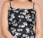 House of RP Women's Black & White Rayon Floral Printed Short Dress | Grocsy